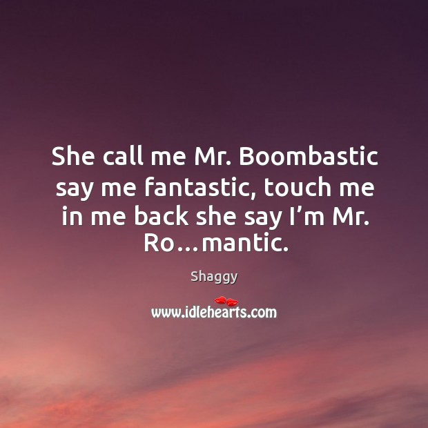 She call me mr. Boombastic say me fantastic, touch me in me back she say I’m mr. Ro…mantic. Image