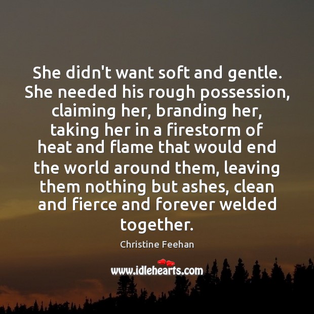 She didn’t want soft and gentle. She needed his rough possession, claiming Christine Feehan Picture Quote