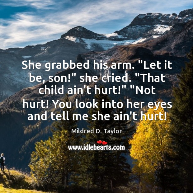 She grabbed his arm. “Let it be, son!” she cried. “That child Mildred D. Taylor Picture Quote