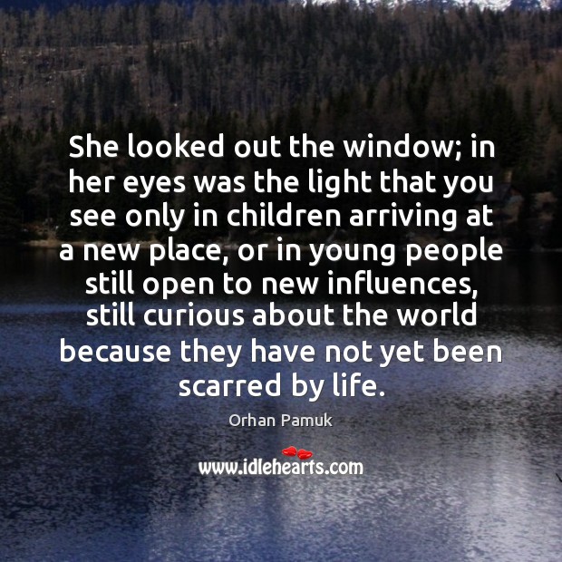She looked out the window; in her eyes was the light that Orhan Pamuk Picture Quote