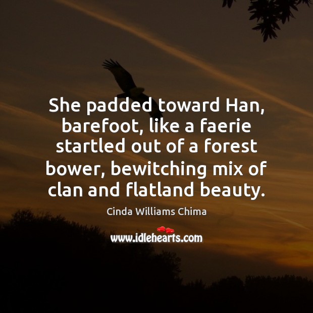 She padded toward Han, barefoot, like a faerie startled out of a Cinda Williams Chima Picture Quote