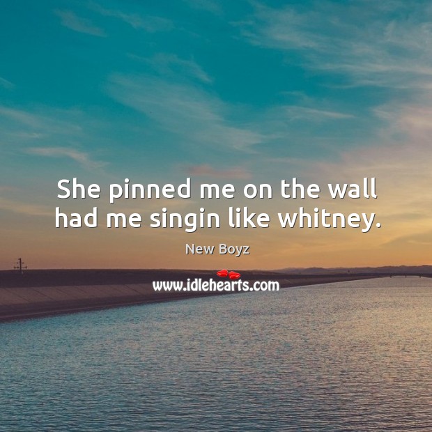 She pinned me on the wall had me singin like whitney. Image