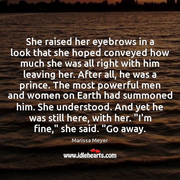 She raised her eyebrows in a look that she hoped conveyed how Marissa Meyer Picture Quote