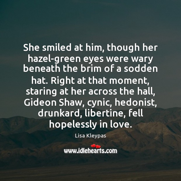 She smiled at him, though her hazel-green eyes were wary beneath the Image