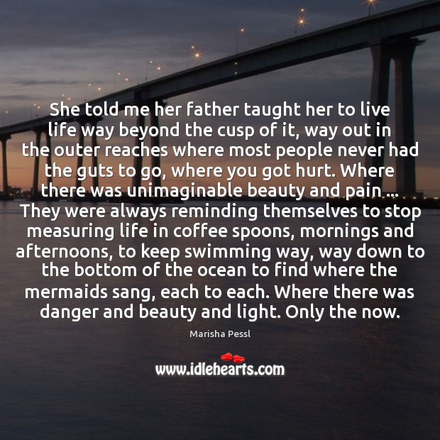 She told me her father taught her to live life way beyond Marisha Pessl Picture Quote