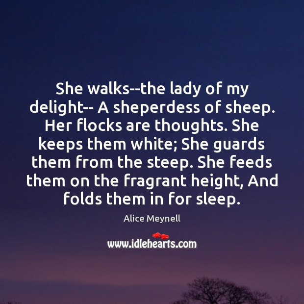 She walks–the lady of my delight– A sheperdess of sheep. Her flocks Image
