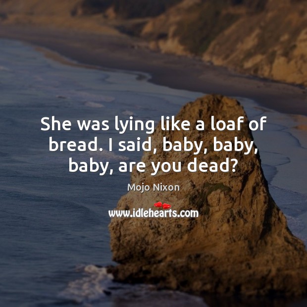 She was lying like a loaf of bread. I said, baby, baby, baby, are you dead? Mojo Nixon Picture Quote