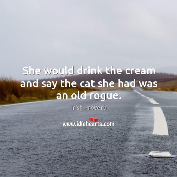 She would drink the cream and say the cat she had was an old rogue. Irish Proverbs Image