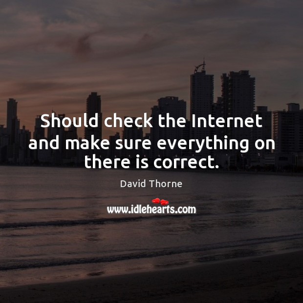 Should check the Internet and make sure everything on there is correct. David Thorne Picture Quote