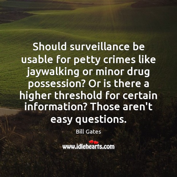 Should surveillance be usable for petty crimes like jaywalking or minor drug Image