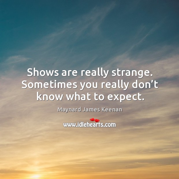 Shows are really strange. Sometimes you really don’t know what to expect. Maynard James Keenan Picture Quote