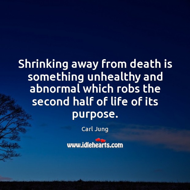 Shrinking away from death is something unhealthy and abnormal which robs the Carl Jung Picture Quote
