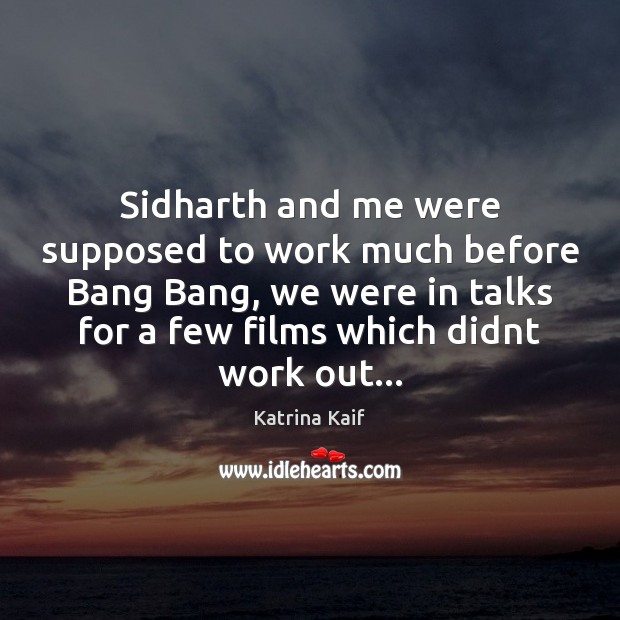 Sidharth and me were supposed to work much before Bang Bang, we Katrina Kaif Picture Quote