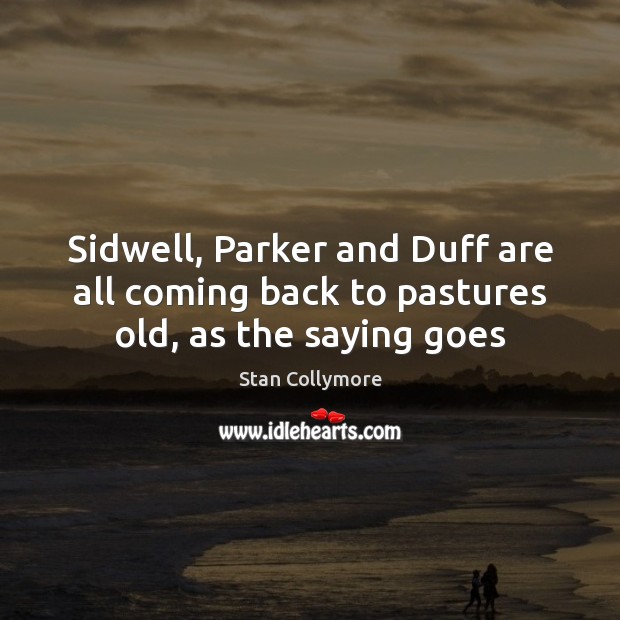 Sidwell, Parker and Duff are all coming back to pastures old, as the saying goes Stan Collymore Picture Quote