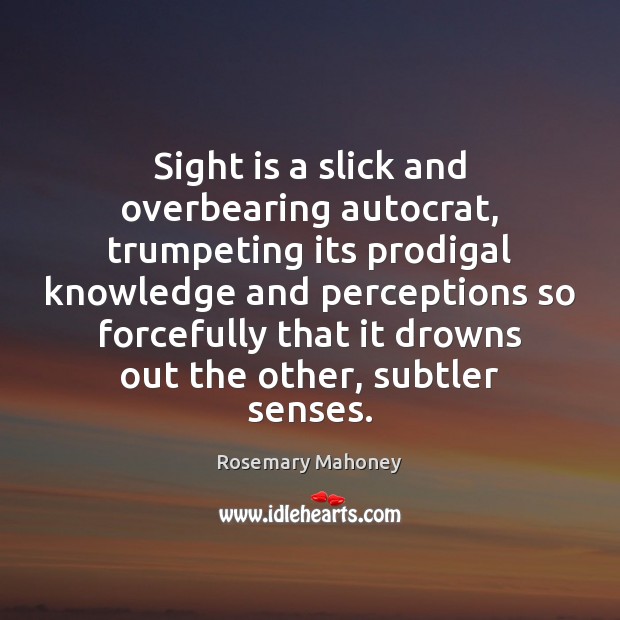 Sight is a slick and overbearing autocrat, trumpeting its prodigal knowledge and Rosemary Mahoney Picture Quote