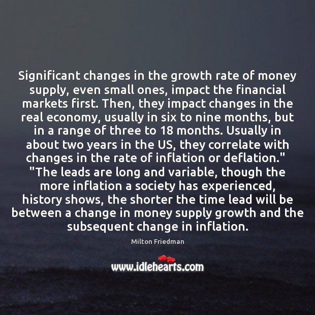 Significant changes in the growth rate of money supply, even small ones, Milton Friedman Picture Quote