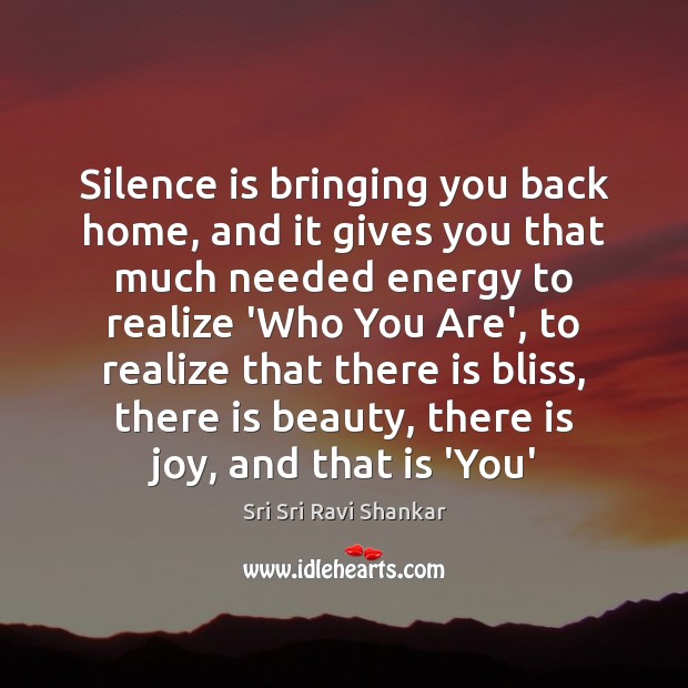 Silence is bringing you back home, and it gives you that much Sri Sri Ravi Shankar Picture Quote