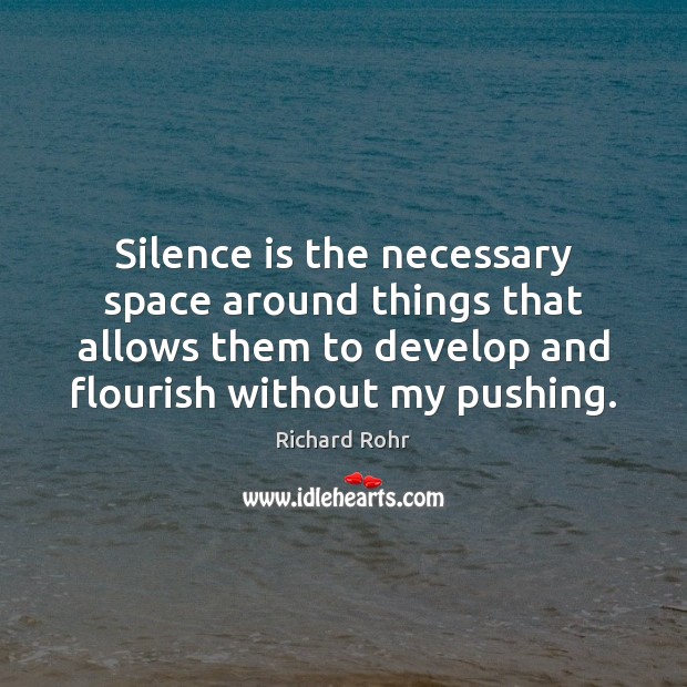 Silence is the necessary space around things that allows them to develop Richard Rohr Picture Quote