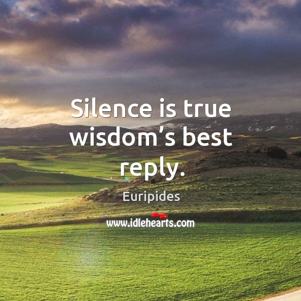 Silence is true wisdom’s best reply. Euripides Picture Quote