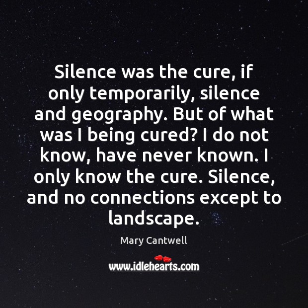 Silence was the cure, if only temporarily, silence and geography. But of Mary Cantwell Picture Quote