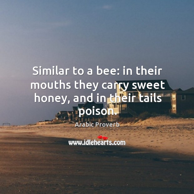 Similar to a bee: in their mouths they carry sweet honey, and in their tails poison. Arabic Proverbs Image