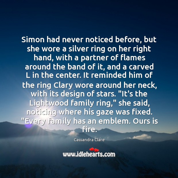 Simon had never noticed before, but she wore a silver ring on Image