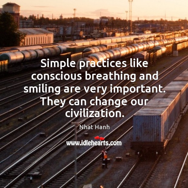 Simple practices like conscious breathing and smiling are very important. They can Nhat Hanh Picture Quote