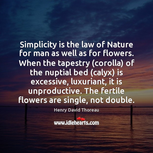 Simplicity is the law of Nature for man as well as for Image