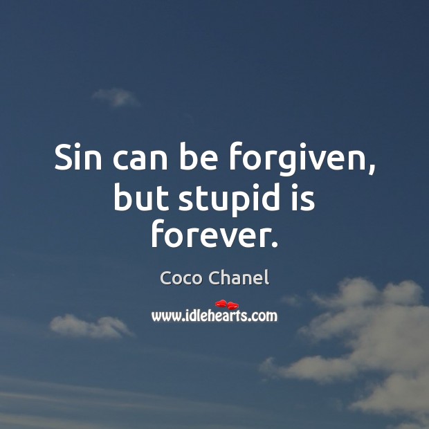 Sin can be forgiven, but stupid is forever. Image