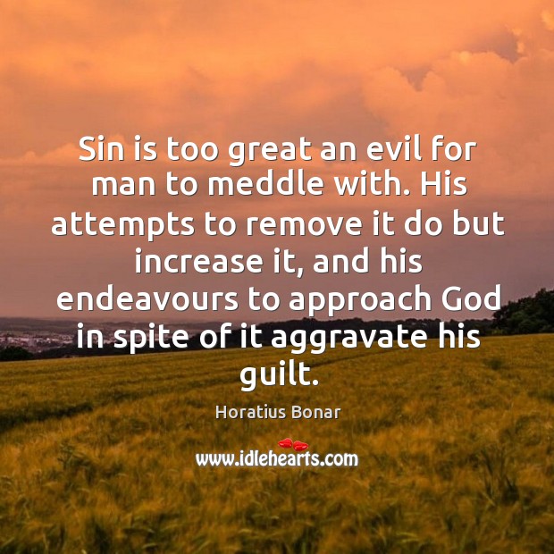 Sin is too great an evil for man to meddle with. His Horatius Bonar Picture Quote