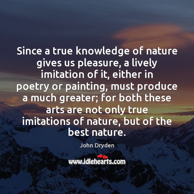 Since a true knowledge of nature gives us pleasure, a lively imitation Image