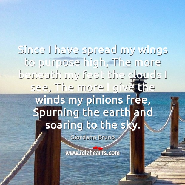 Since I have spread my wings to purpose high, The more beneath Giordano Bruno Picture Quote