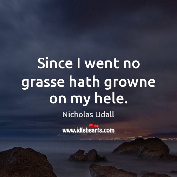 Since I went no grasse hath growne on my hele. Nicholas Udall Picture Quote