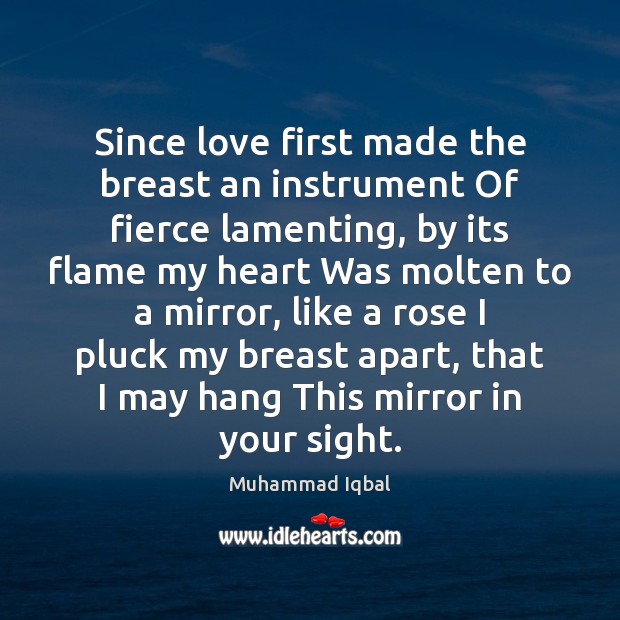 Since love first made the breast an instrument Of fierce lamenting, by Muhammad Iqbal Picture Quote