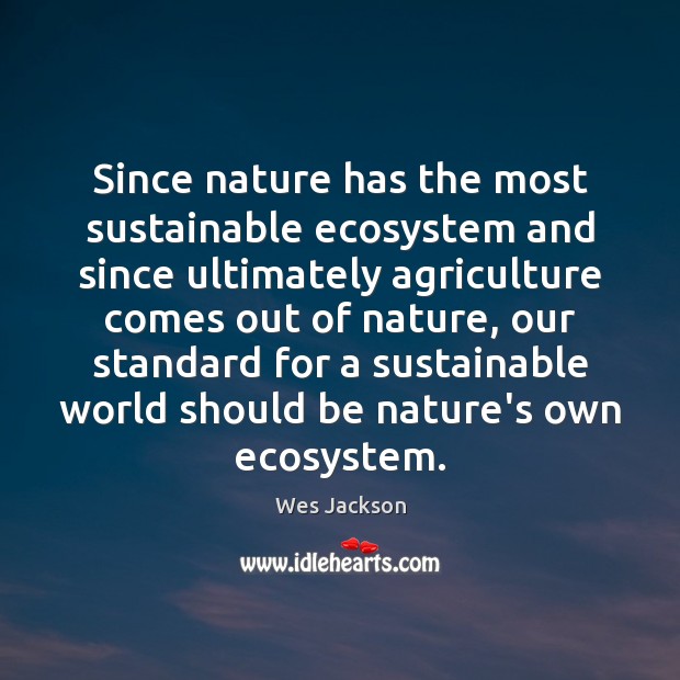 Since nature has the most sustainable ecosystem and since ultimately agriculture comes Wes Jackson Picture Quote
