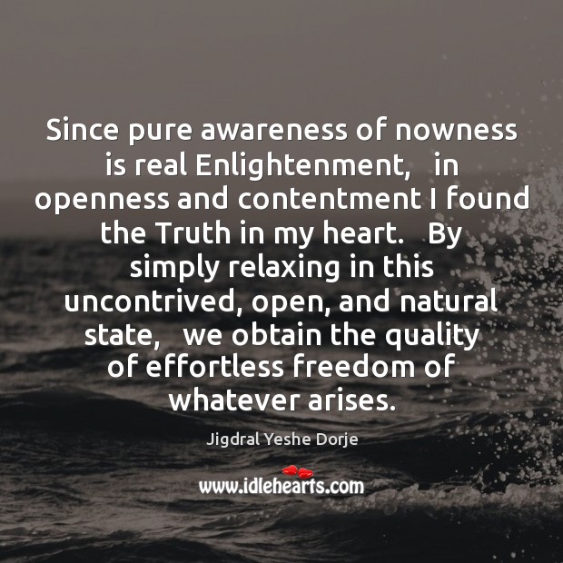 Since pure awareness of nowness is real Enlightenment,   in openness and contentment Image