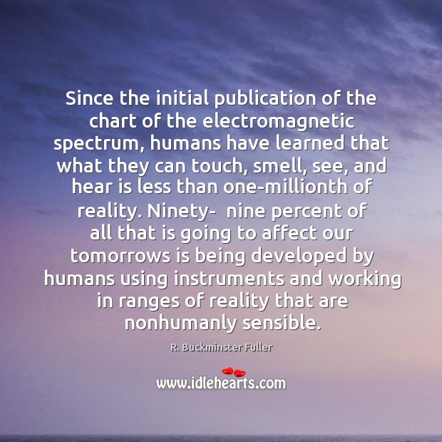 Since the initial publication of the chart of the electromagnetic spectrum, humans R. Buckminster Fuller Picture Quote