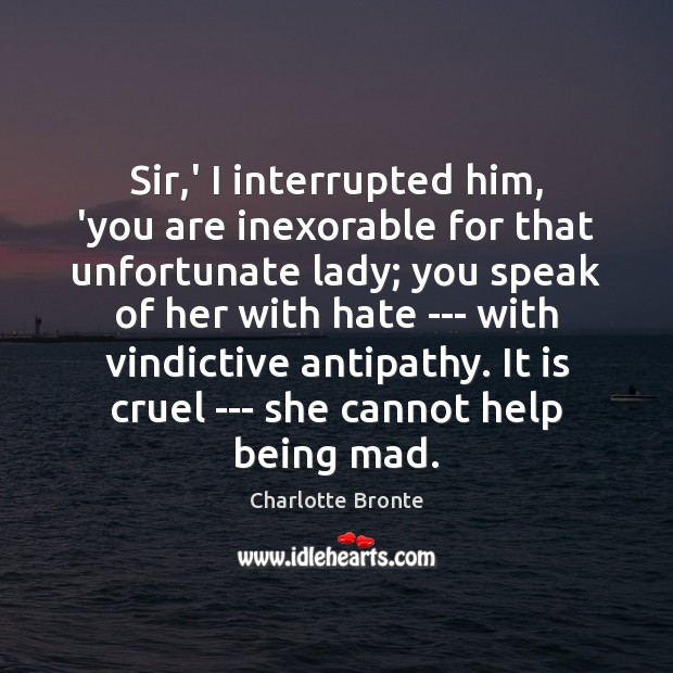 Sir,’ I interrupted him, ‘you are inexorable for that unfortunate lady; Image