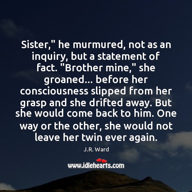Sister,” he murmured, not as an inquiry, but a statement of fact. “ Image