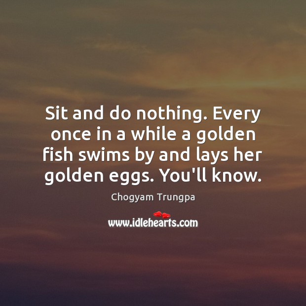 Sit and do nothing. Every once in a while a golden fish Chogyam Trungpa Picture Quote