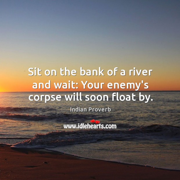 Sit on the bank of a river and wait: your enemy’s corpse will soon float by. Indian Proverbs Image