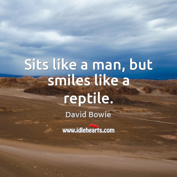 Sits like a man, but smiles like a reptile. David Bowie Picture Quote