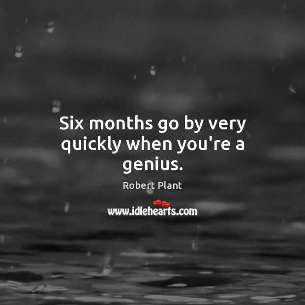 Six months go by very quickly when you’re a genius. Robert Plant Picture Quote