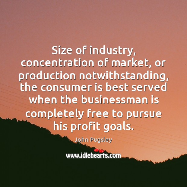 Size of industry, concentration of market, or production notwithstanding, the consumer is John Pugsley Picture Quote