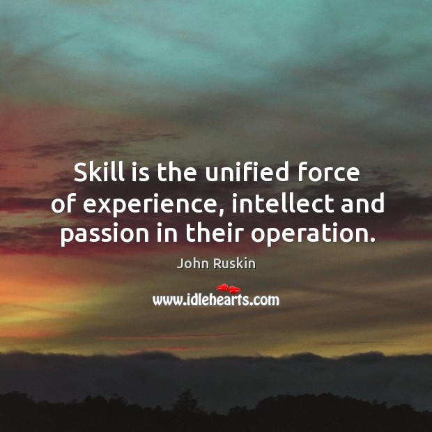 Skill is the unified force of experience, intellect and passion in their operation. Passion Quotes Image