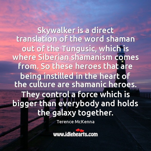 Skywalker is a direct translation of the word shaman out of the Terence McKenna Picture Quote