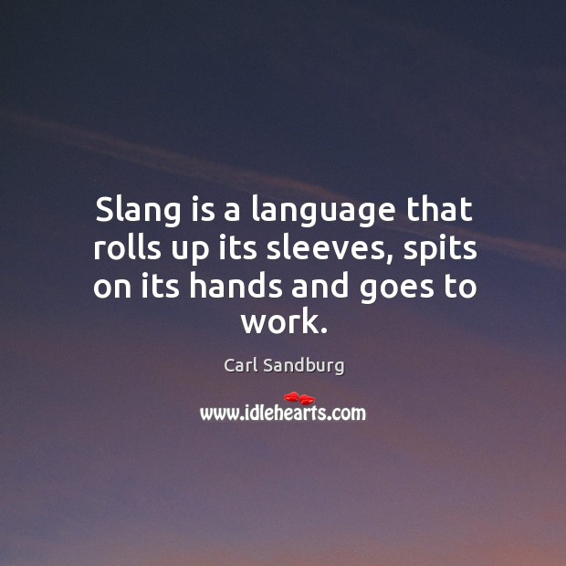 Slang is a language that rolls up its sleeves, spits on its hands and goes to work. Image