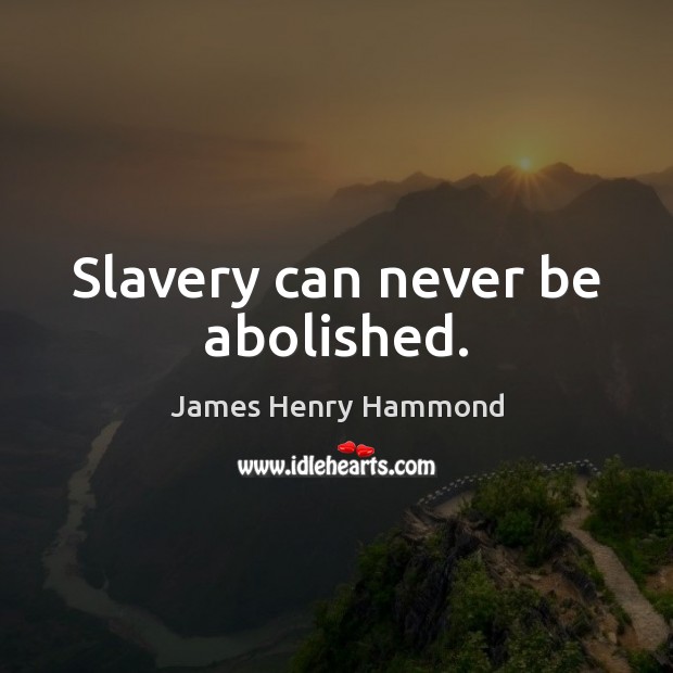 Slavery can never be abolished. James Henry Hammond Picture Quote