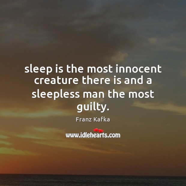 Sleep is the most innocent creature there is and a sleepless man the most guilty. Sleep Quotes Image