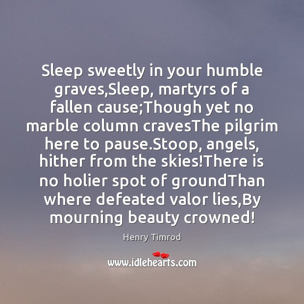 Sleep sweetly in your humble graves,Sleep, martyrs of a fallen cause; Image
